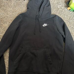 Nike Black Crewneck Pullover Hoodie with White Logo